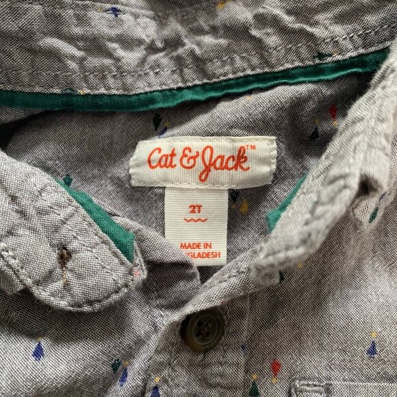 5/$25 Cat & Jack gray speckled long sleeve collared button front shirt - Picture 5 of 7